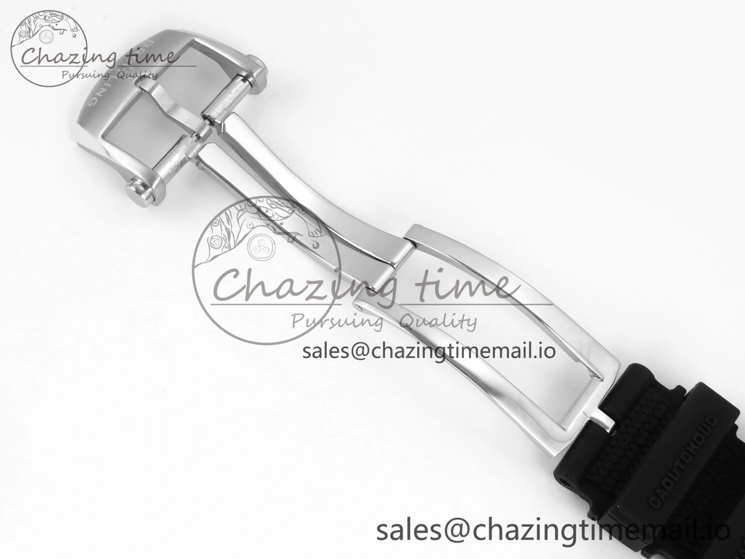 Chronomat B01 42mm SS TF 1:1 Best Edition Silver Dial on Black Rouleaux Strap A7750 V2