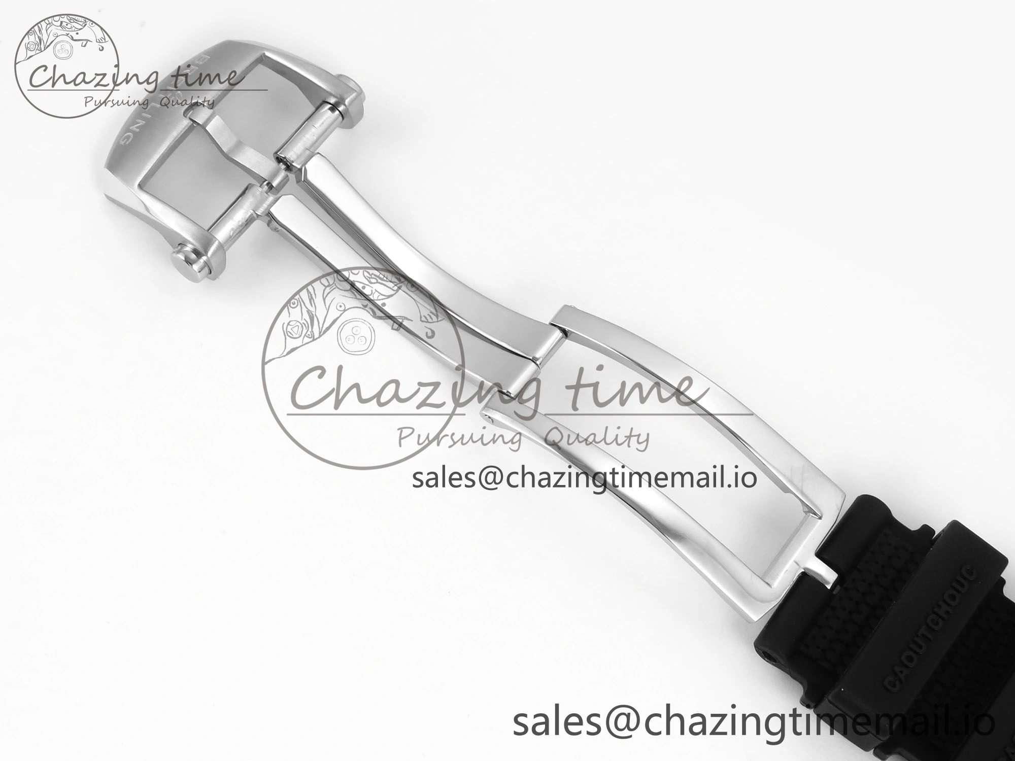 Chronomat B01 42mm SS TF 1:1 Best Edition Silver Dial on Black Rouleaux Strap A7750 V2