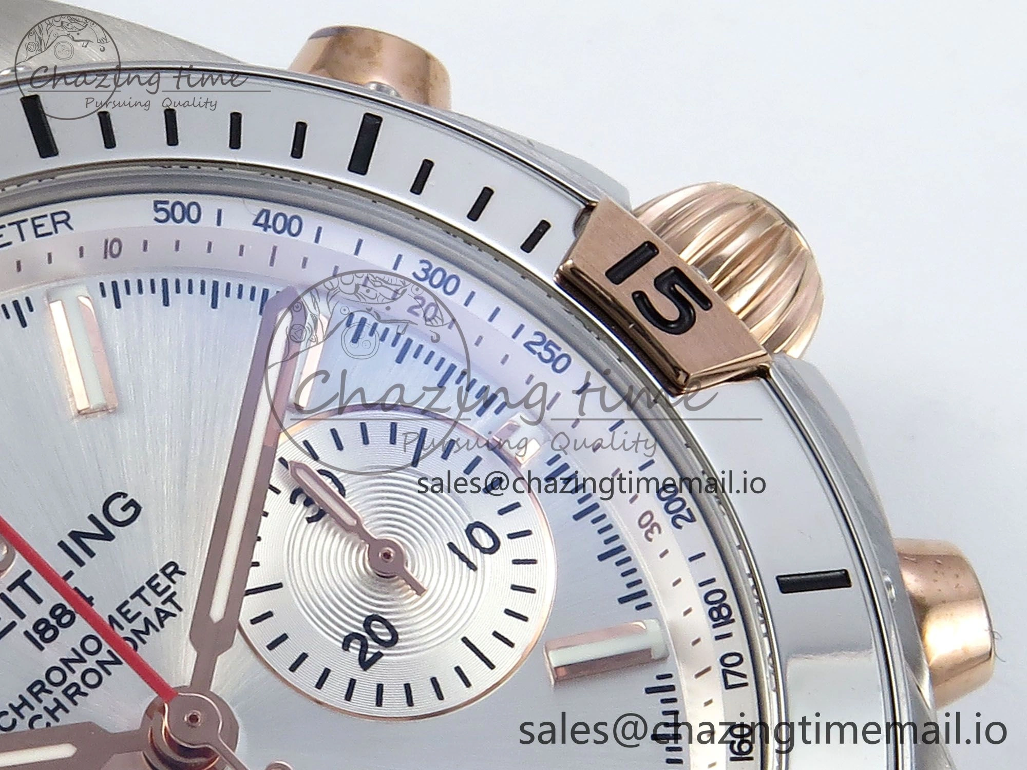 Chronomat B01 42mm SS TF 1:1 Best Edition Silver Dial on Black Rouleaux Strap A7750 V2