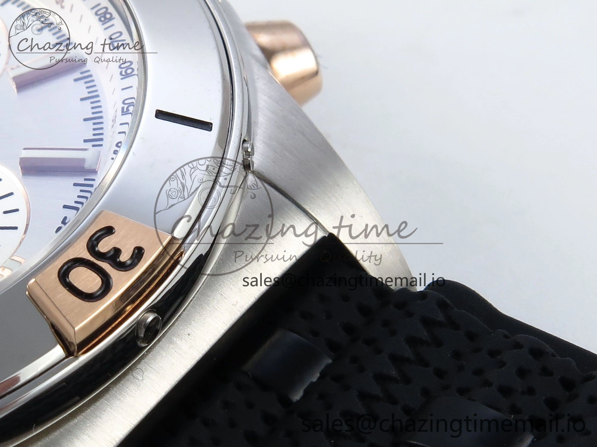 Chronomat B01 42mm SS TF 1:1 Best Edition Silver Dial on Black Rouleaux Strap A7750 V2
