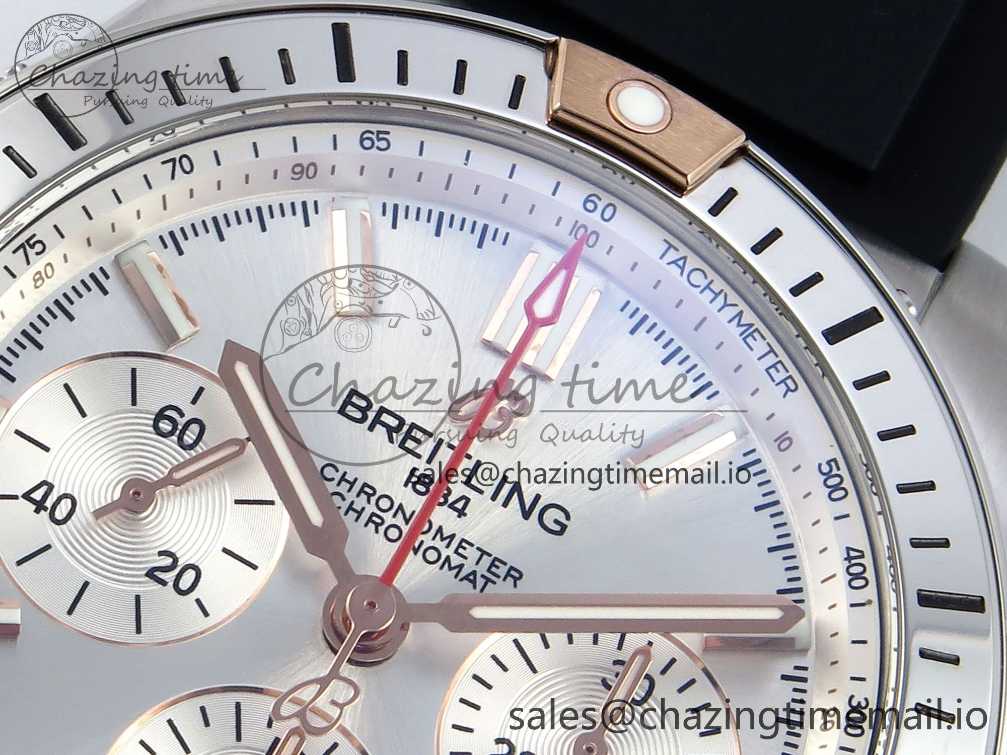 Chronomat B01 42mm SS TF 1:1 Best Edition Silver Dial on Black Rubber Strap A7750 V2
