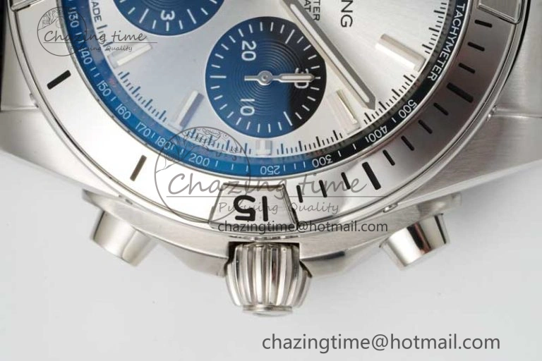 Chronomat B01 42mm SS TF 1:1 Best Edition Silver Dial on Black Rubber Strap A7750