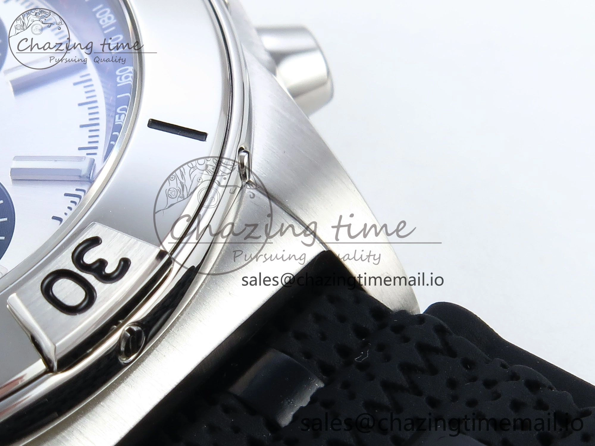 Chronomat B01 42mm SS TF 1:1 Best Edition Silver Black Dial on Black Rouleaux Strap A7750 V2