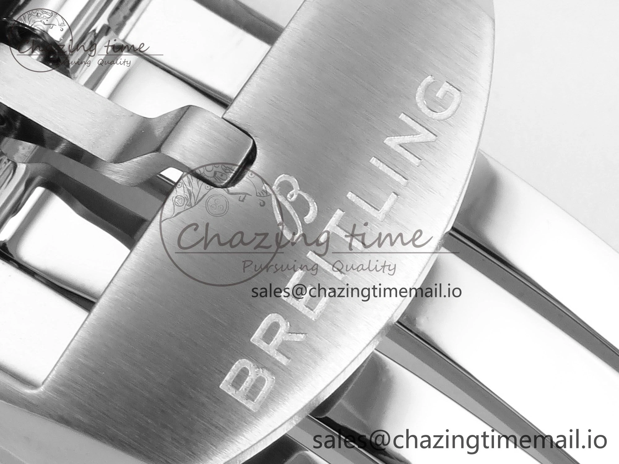Chronomat B01 42mm SS TF 1:1 Best Edition Silver Black Dial on Black Rouleaux Strap A7750 V2