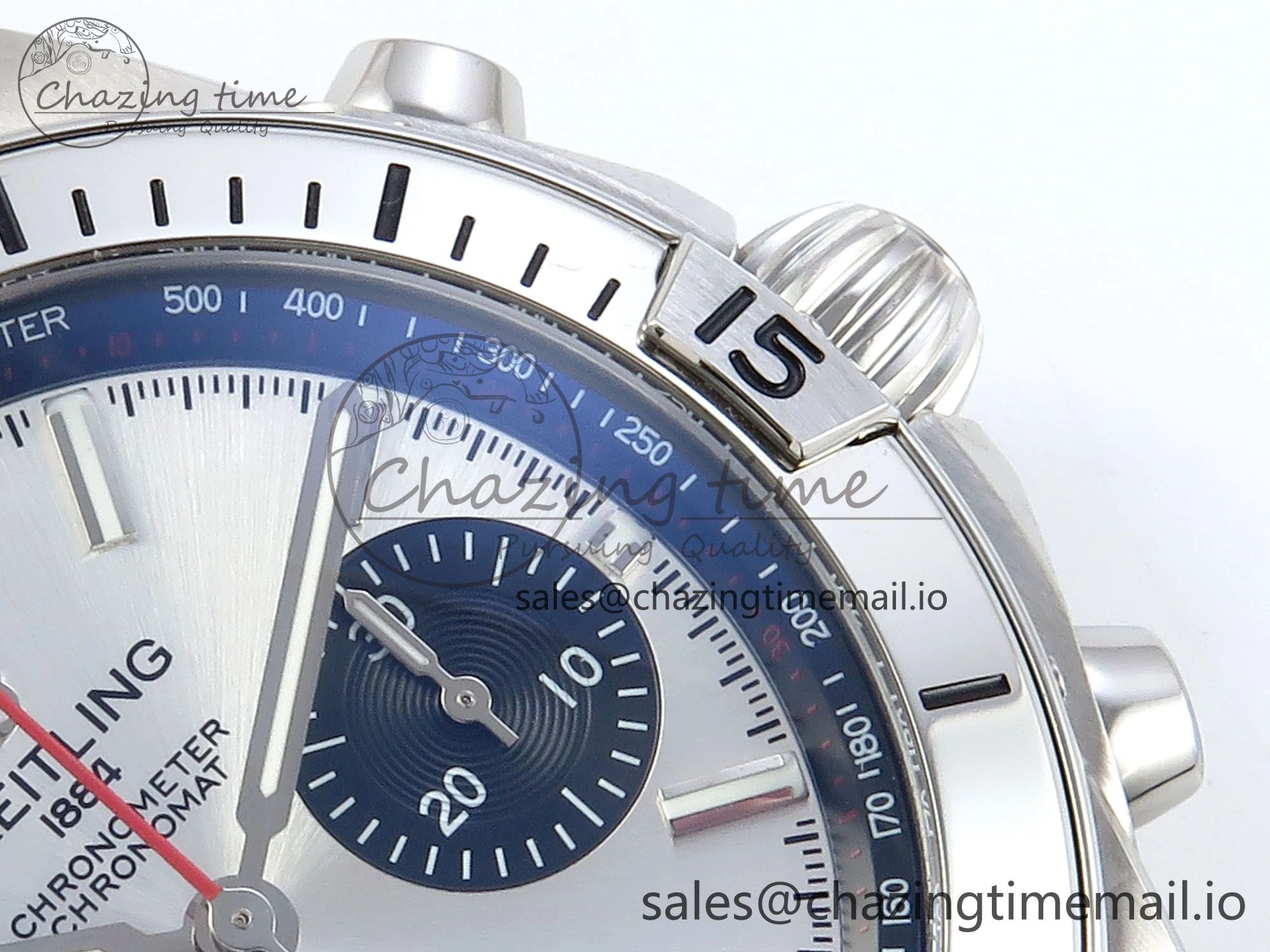 Chronomat B01 42mm SS TF 1:1 Best Edition Silver Black Dial on Black Rubber Strap A7750 V2