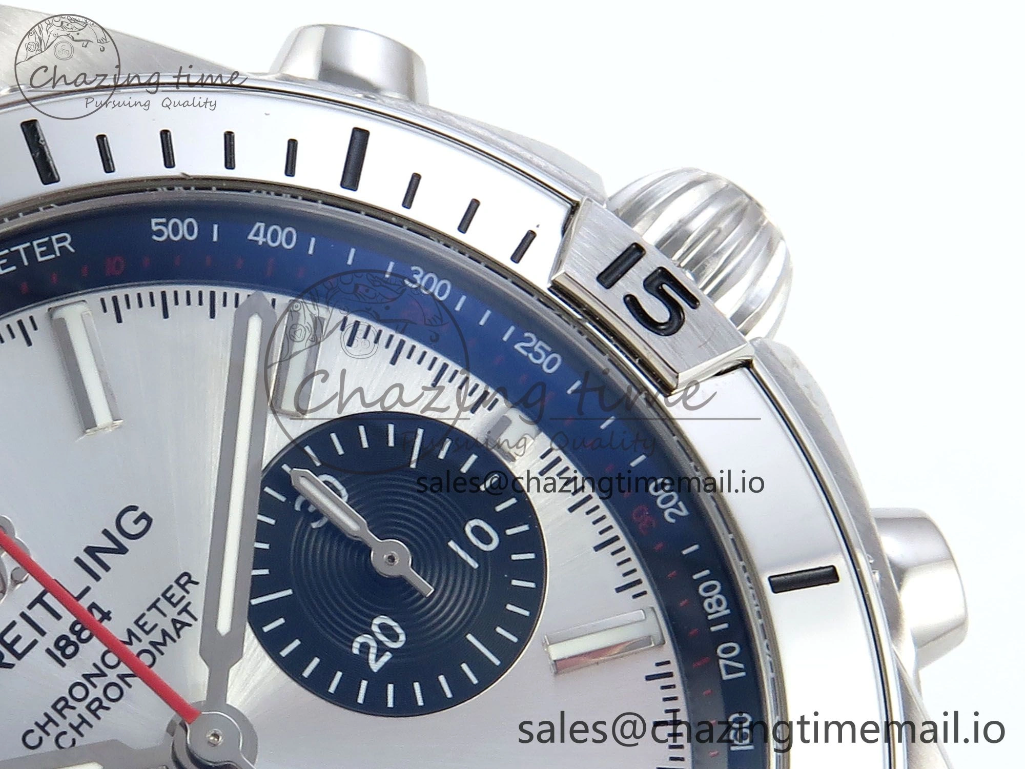 Chronomat B01 42mm SS TF 1:1 Best Edition Silver Black Dial on SS Bracelet A7750 V2