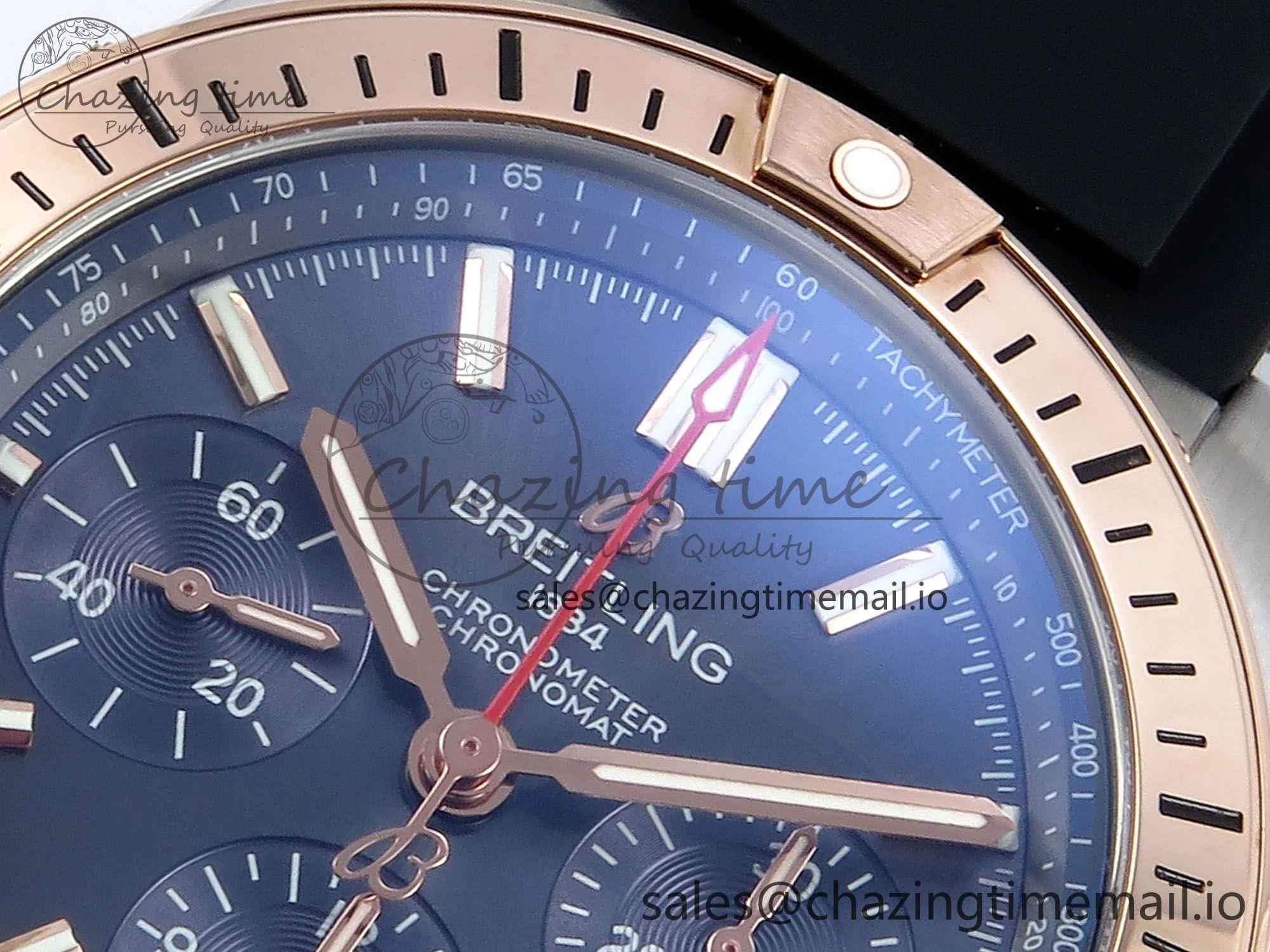Chronomat B01 42mm SS RG TF 1:1 Best Edition Blue Dial on Black Rubber Strap A7750 V2