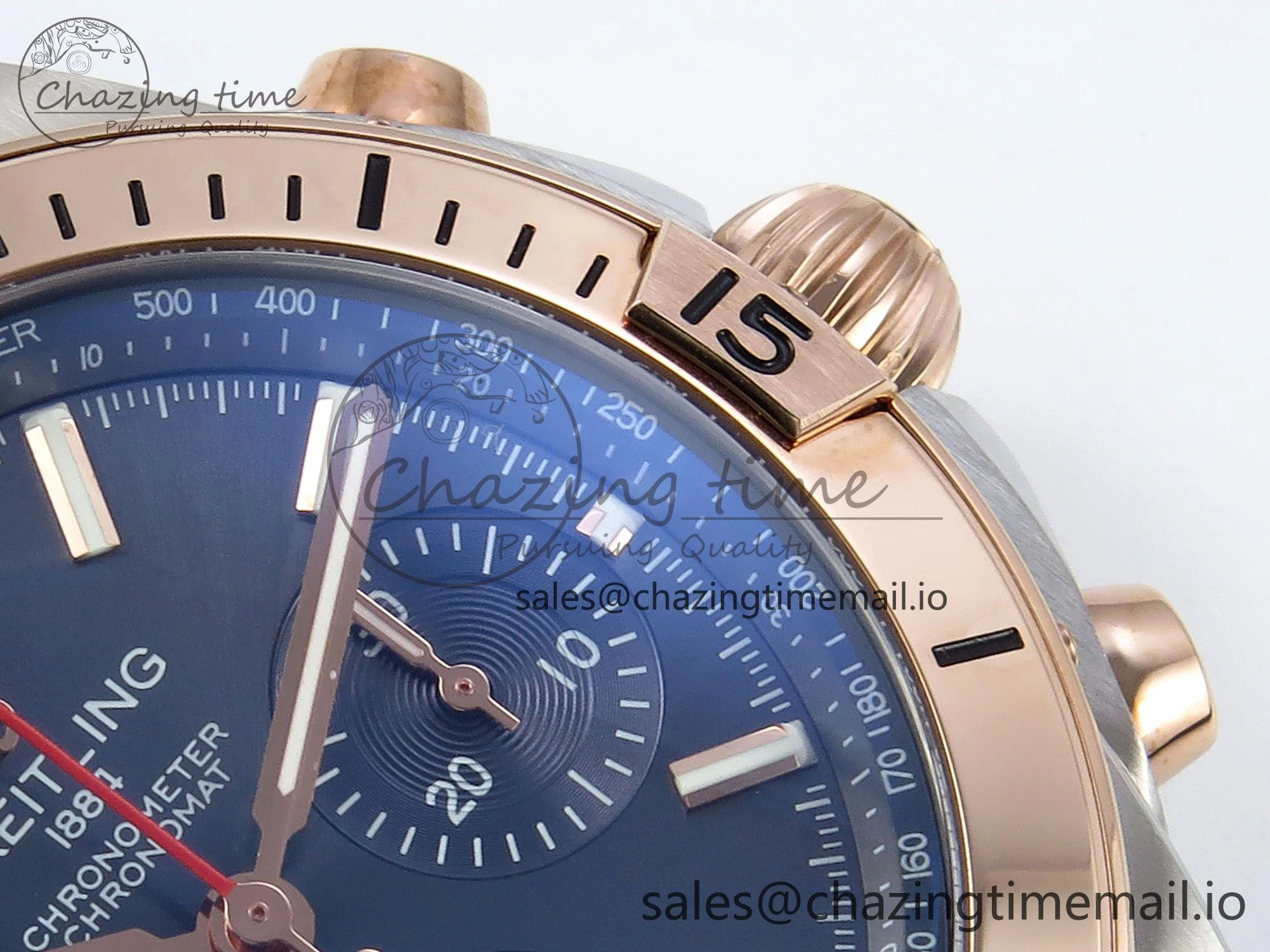 Chronomat B01 42mm SS RG TF 1:1 Best Edition Blue Dial on Black Rubber Strap A7750 V2