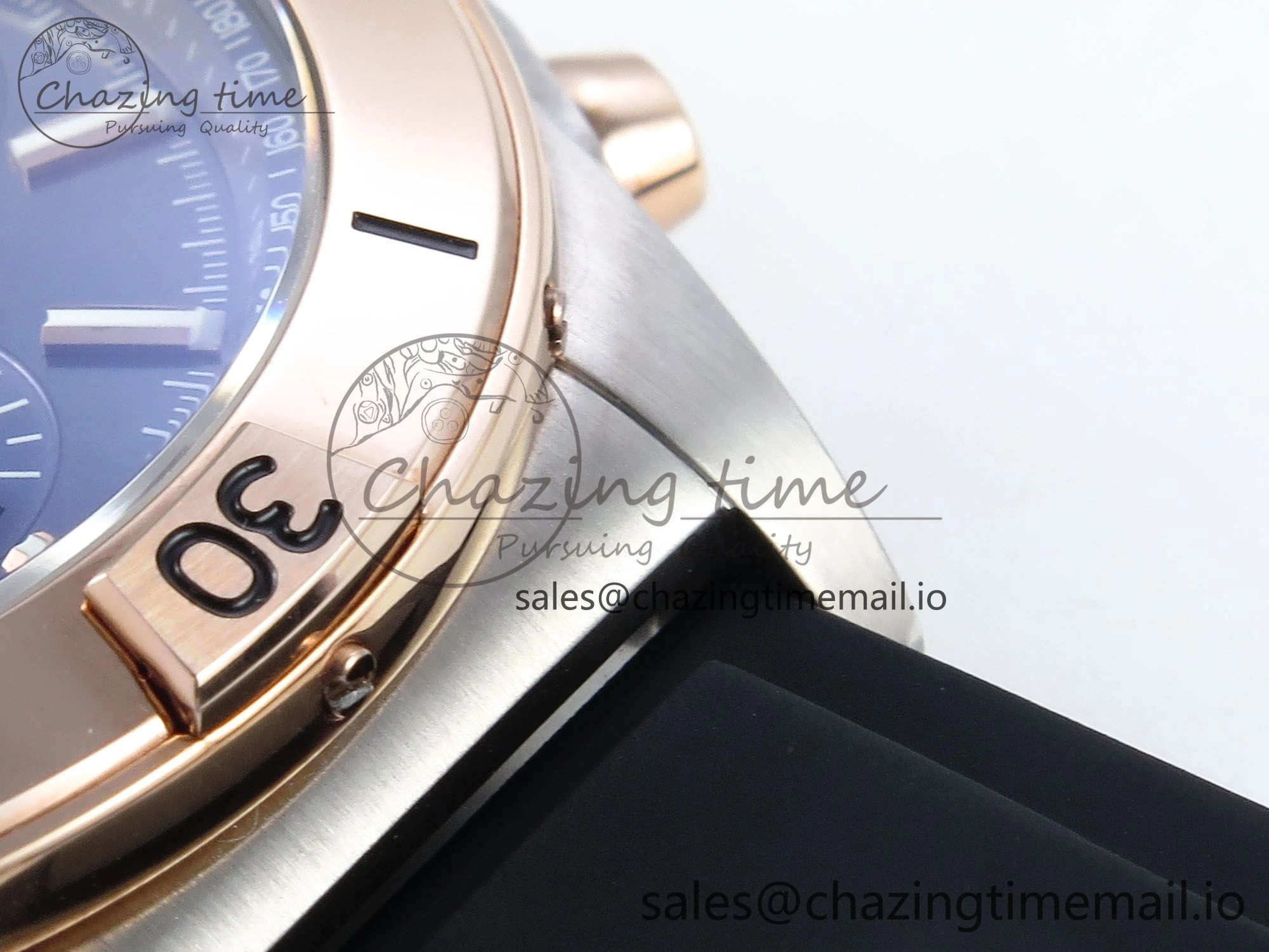 Chronomat B01 42mm SS RG TF 1:1 Best Edition Blue Dial on Black Rubber Strap A7750 V2