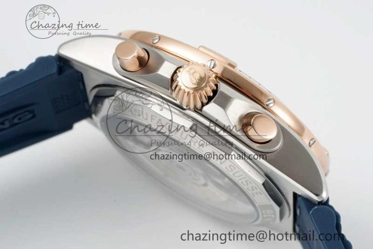 Chronomat B01 42mm SS RG TF 1:1 Best Edition Blue Dial on Blue Rubber Strap A7750
