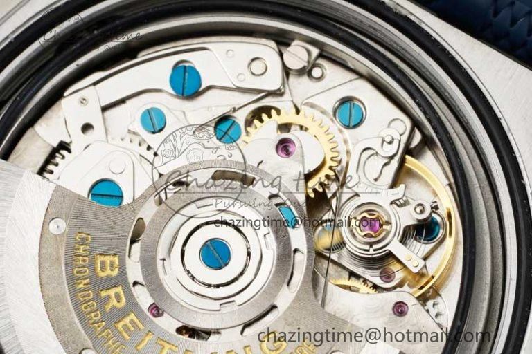 Chronomat B01 42mm SS RG TF 1:1 Best Edition Blue Dial on Blue Rubber Strap A7750