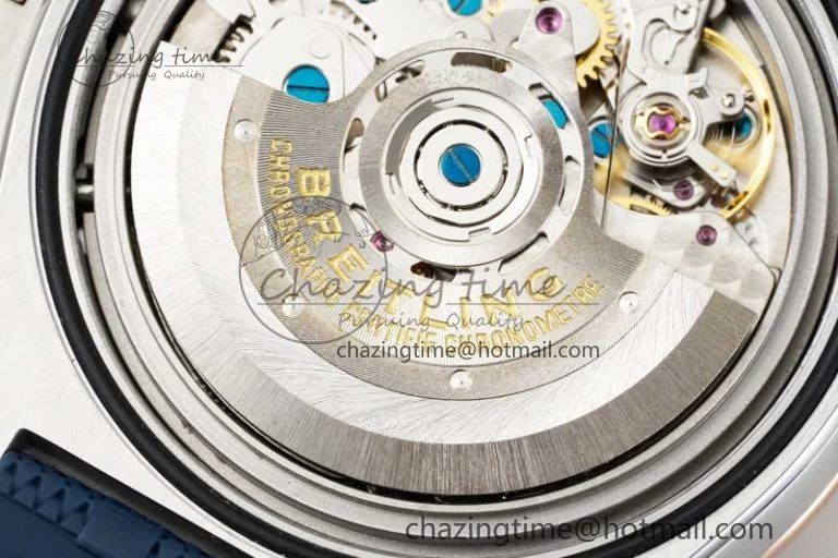 Chronomat B01 42mm SS RG TF 1:1 Best Edition Blue Dial on Blue Rubber Strap A7750