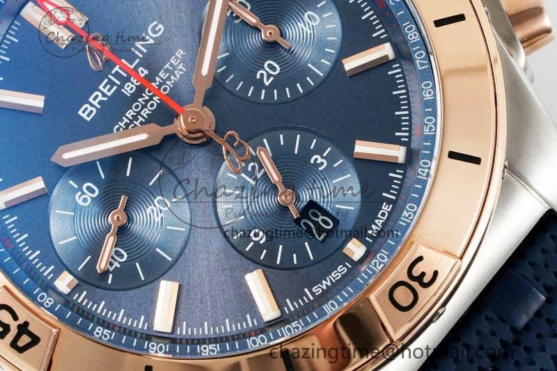 Chronomat B01 42mm SS RG TF 1:1 Best Edition Blue Dial on Blue Rubber Strap A7750
