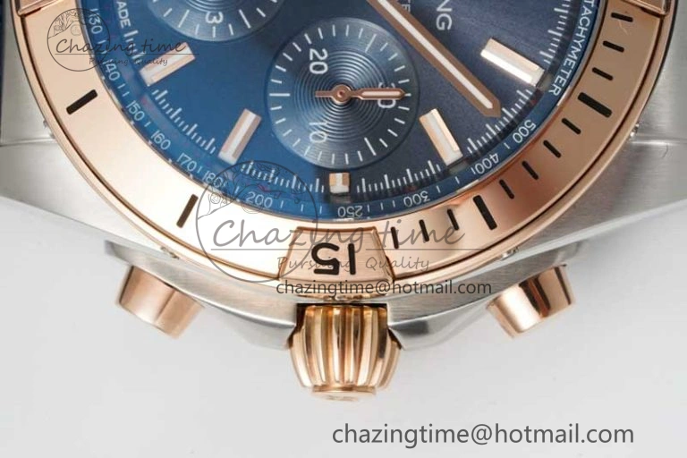 Chronomat B01 42mm SS RG TF 1:1 Best Edition Blue Dial on Blue Rubber Strap A7750