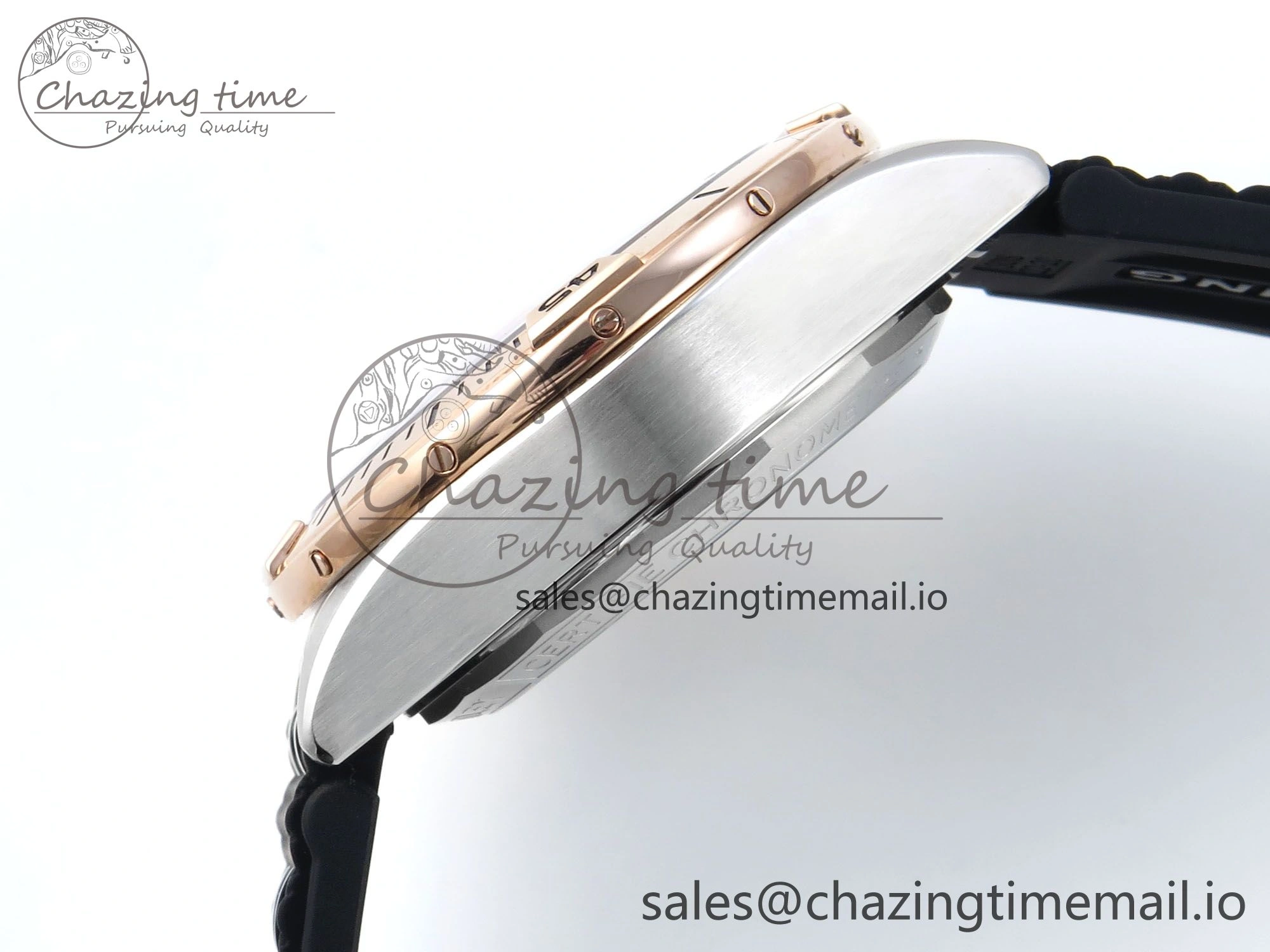 Chronomat B01 42mm SS RG TF 1:1 Best Edition Brown Dial on Black Rouleaux Strap A7750 V2