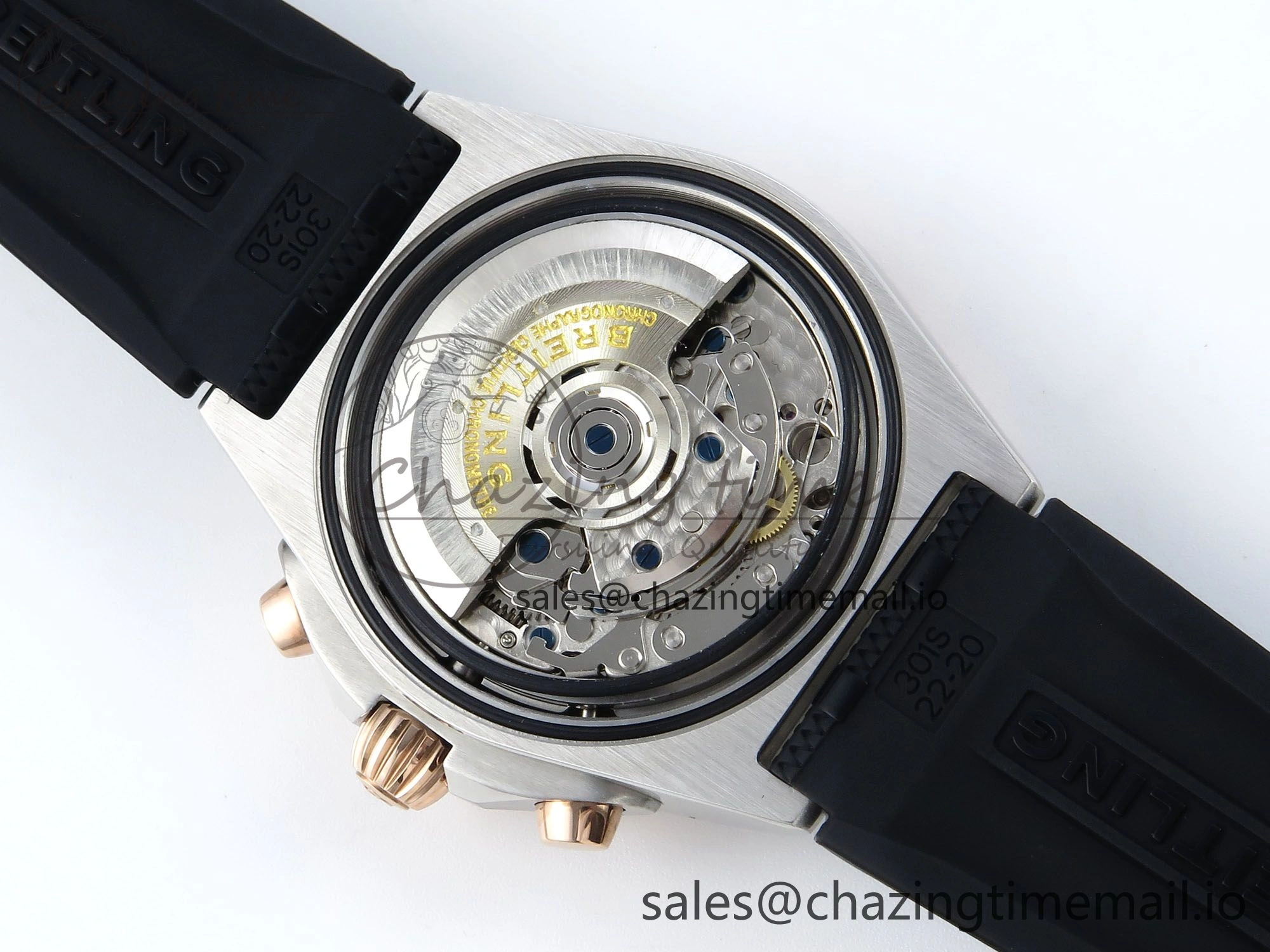 Chronomat B01 42mm SS RG TF 1:1 Best Edition Brown Dial on Black Rouleaux Strap A7750 V2