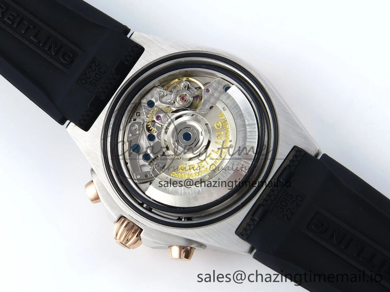 Chronomat B01 42mm SS RG TF 1:1 Best Edition Brown Dial on Black Rouleaux Strap A7750 V2
