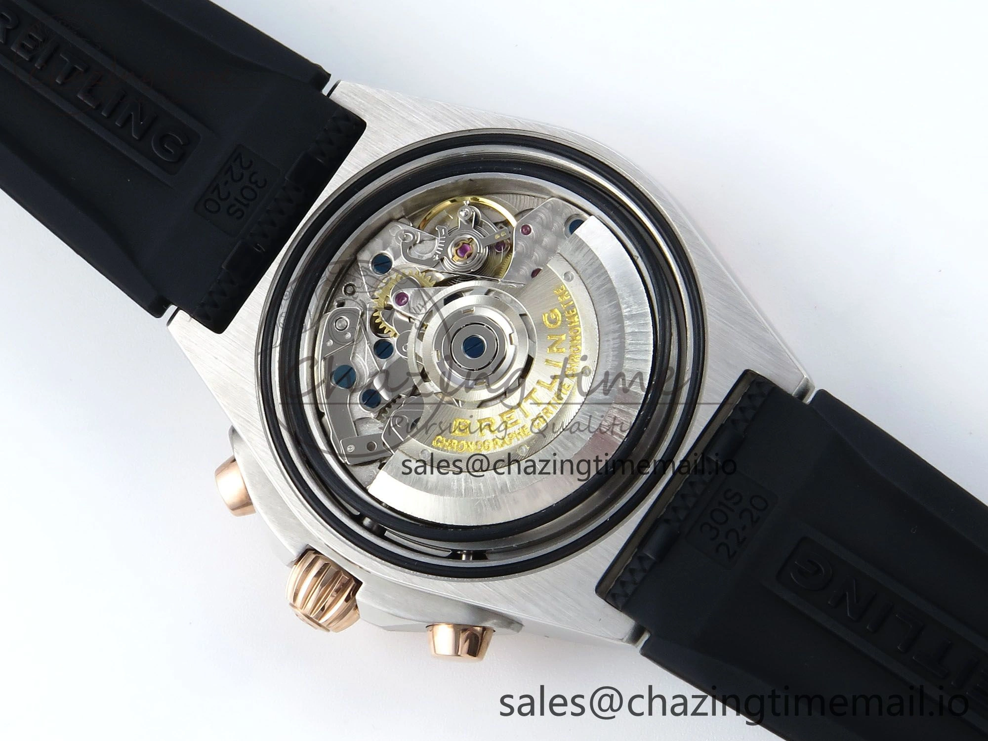 Chronomat B01 42mm SS RG TF 1:1 Best Edition Brown Dial on Black Rouleaux Strap A7750 V2