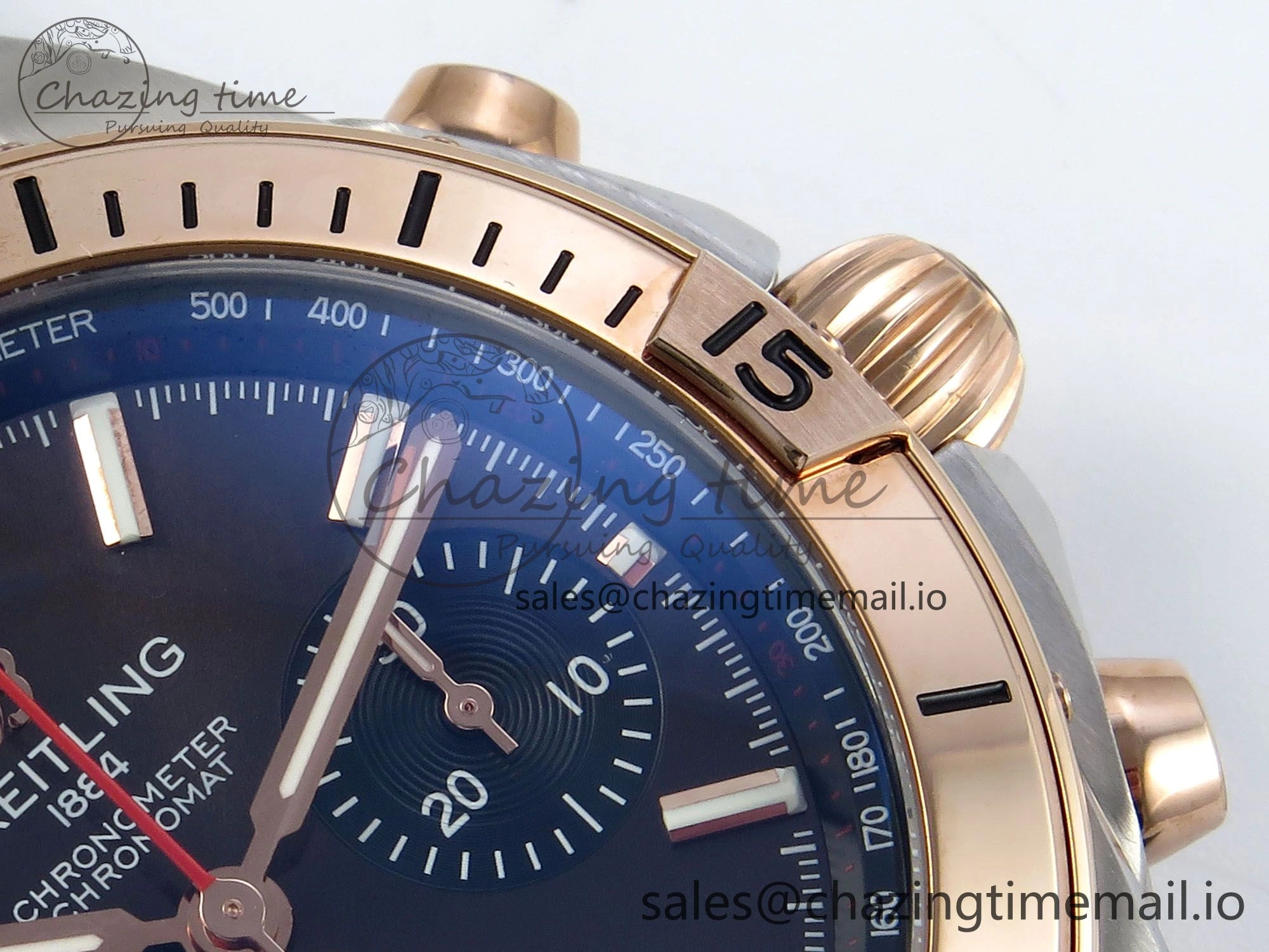 Chronomat B01 42mm SS RG TF 1:1 Best Edition Brown Dial on Black Rouleaux Strap A7750 V2