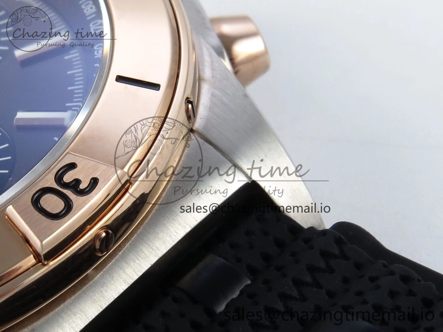 Chronomat B01 42mm SS RG TF 1:1 Best Edition Brown Dial on Black Rouleaux Strap A7750 V2