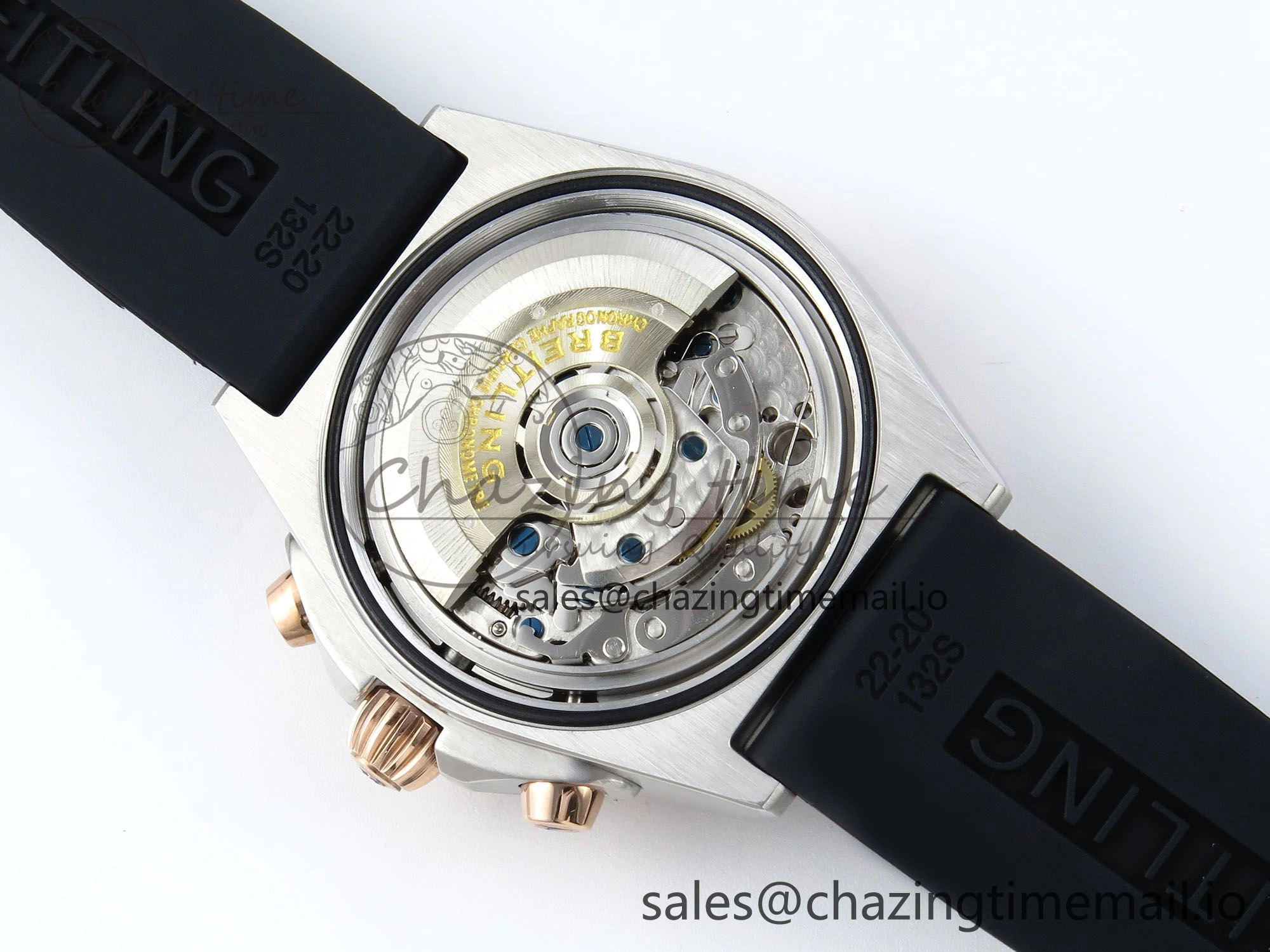 Chronomat B01 42mm SS RG TF 1:1 Best Edition Brown Dial on Black Rubber Strap A7750 V2