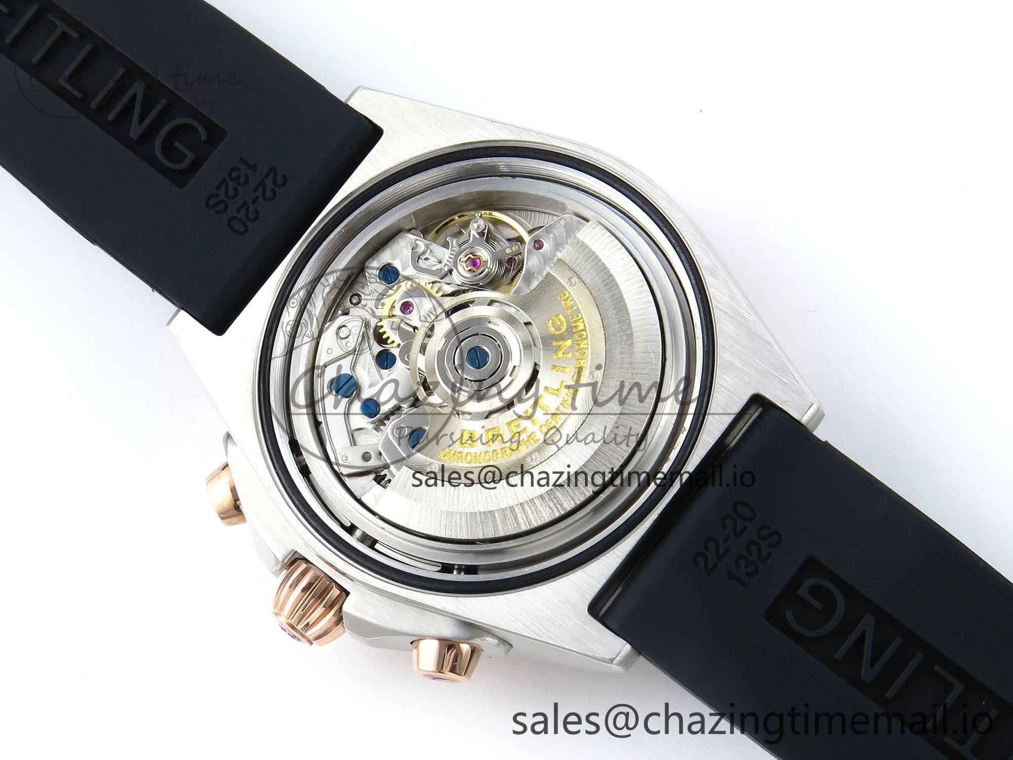 Chronomat B01 42mm SS RG TF 1:1 Best Edition Brown Dial on Black Rubber Strap A7750 V2