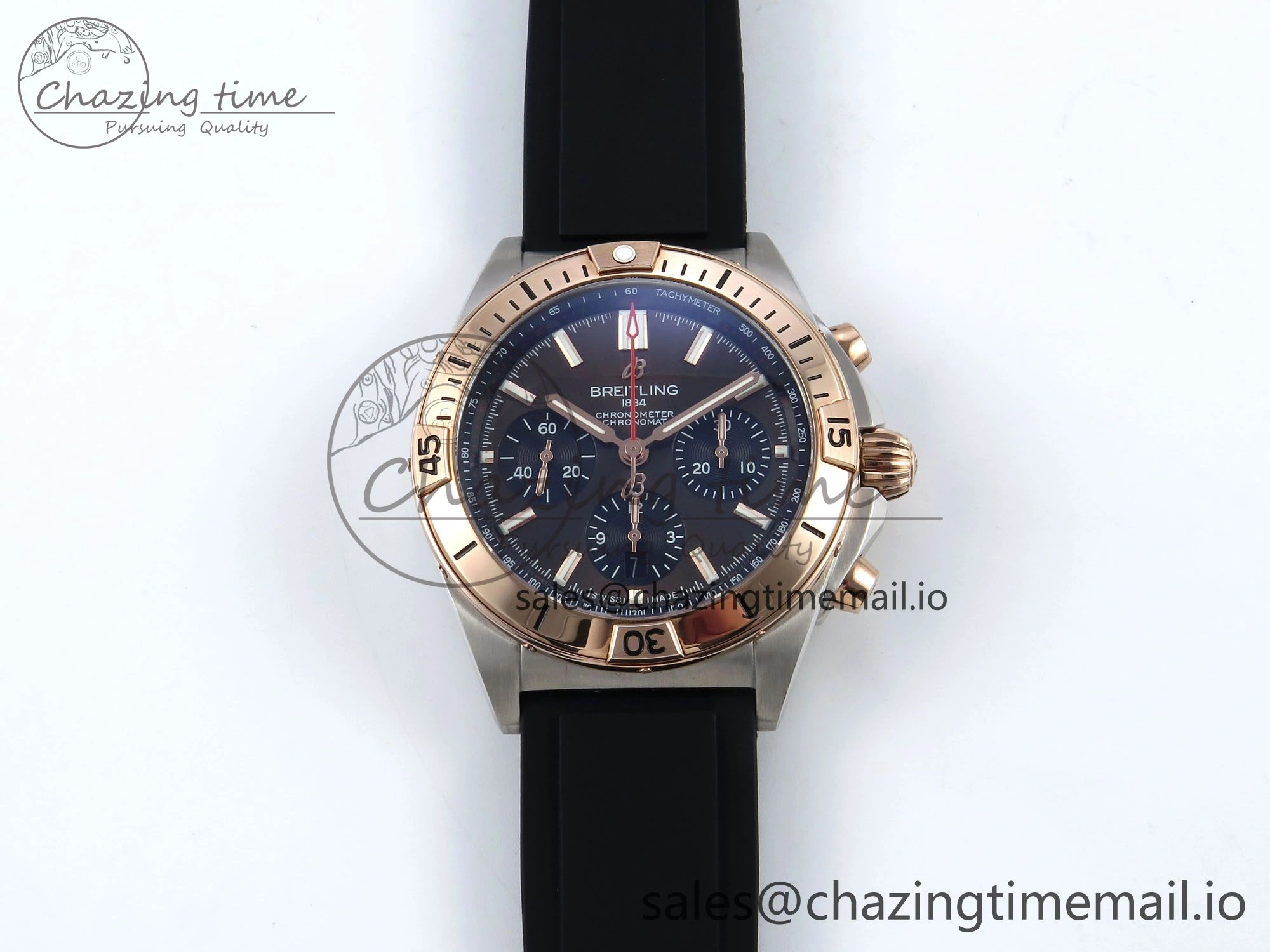 Chronomat B01 42mm SS RG TF 1:1 Best Edition Brown Dial on Black Rubber Strap A7750 V2
