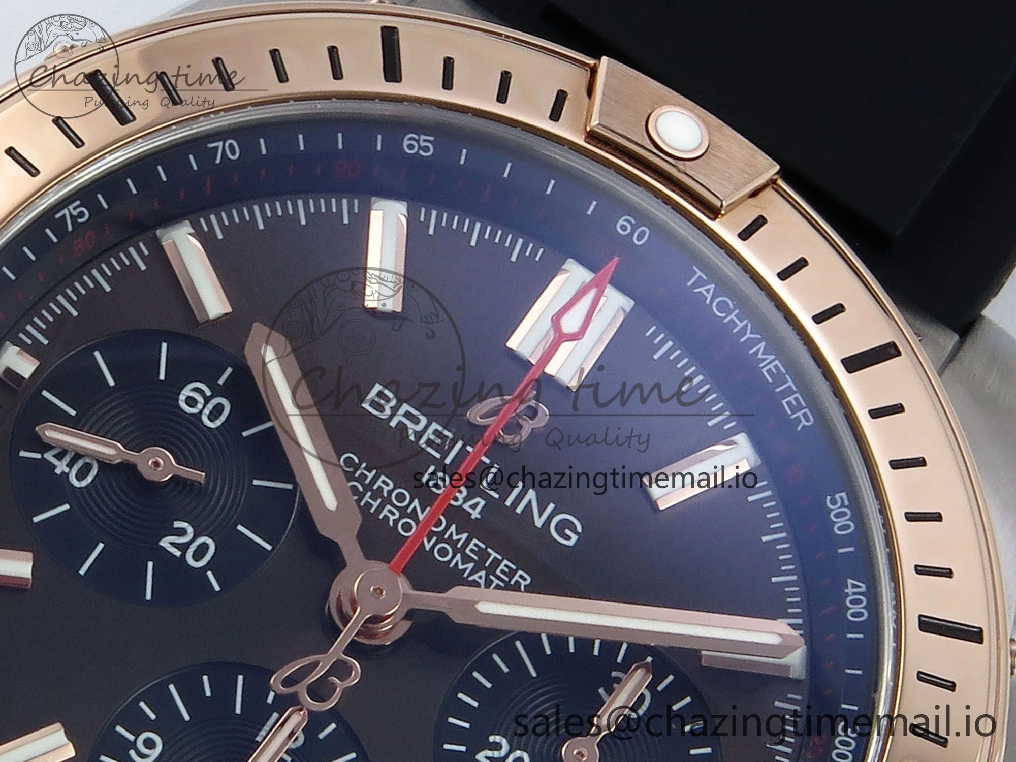 Chronomat B01 42mm SS RG TF 1:1 Best Edition Brown Dial on Black Rubber Strap A7750 V2
