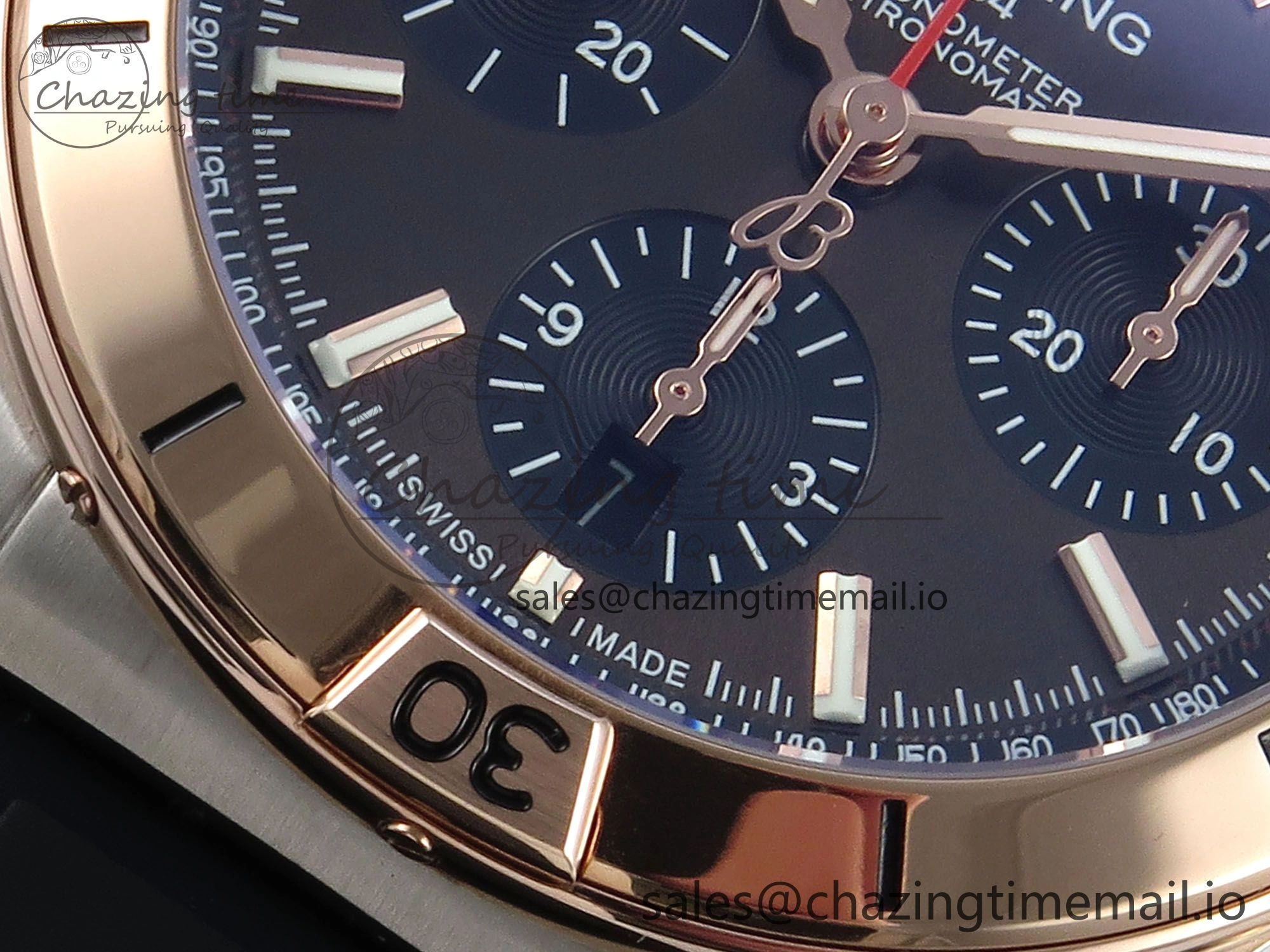 Chronomat B01 42mm SS RG TF 1:1 Best Edition Brown Dial on Black Rubber Strap A7750 V2
