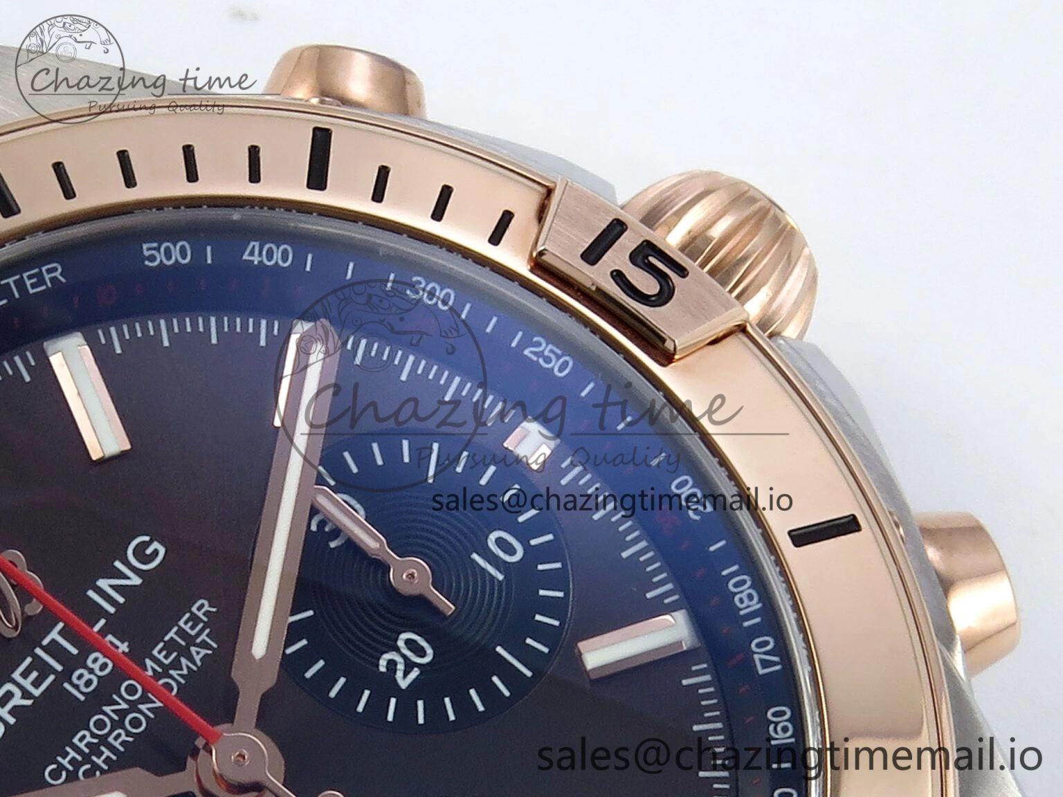 Chronomat B01 42mm SS RG TF 1:1 Best Edition Brown Dial on Black Rubber Strap A7750 V2