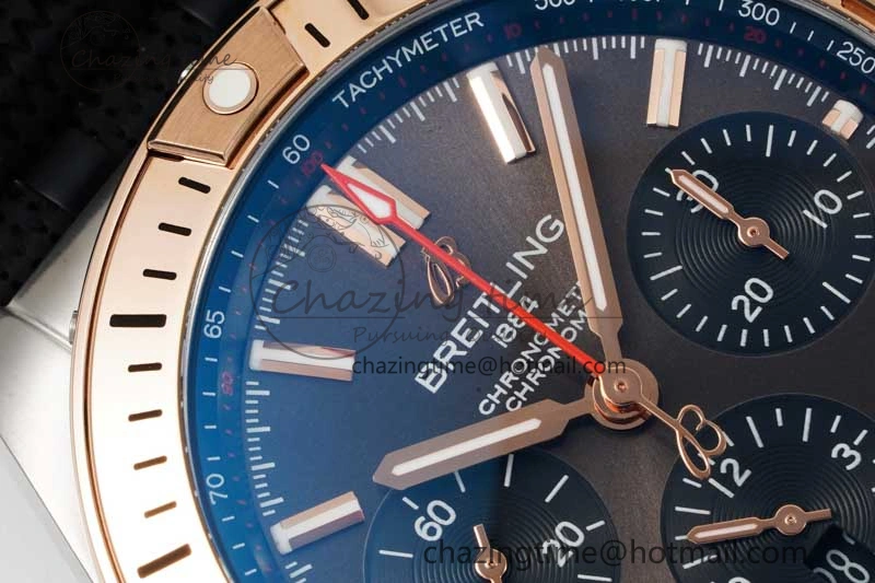 Chronomat B01 42mm SS RG TF 1:1 Best Edition Brown Dial on Black Rubber Strap A7750