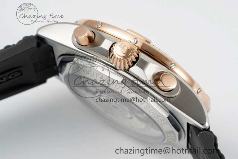 Chronomat B01 42mm SS RG TF 1:1 Best Edition Brown Dial on Black Rubber Strap A7750