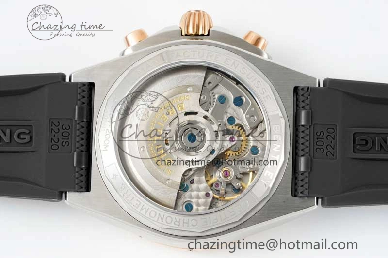 Chronomat B01 42mm SS RG TF 1:1 Best Edition Brown Dial on Black Rubber Strap A7750