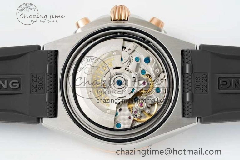 Chronomat B01 42mm SS RG TF 1:1 Best Edition Brown Dial on Black Rubber Strap A7750