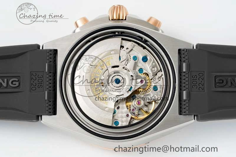 Chronomat B01 42mm SS RG TF 1:1 Best Edition Brown Dial on Black Rubber Strap A7750