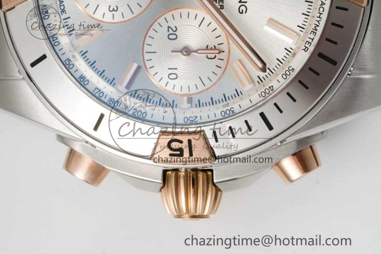 Chronomat B01 42mm SS RG TF 1:1 Best Edition Silver Dial on Black Rubber Strap A7750