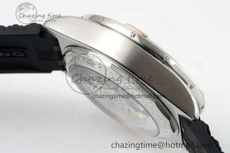 Chronomat B01 42mm SS RG TF 1:1 Best Edition Silver Dial on Black Rubber Strap A7750