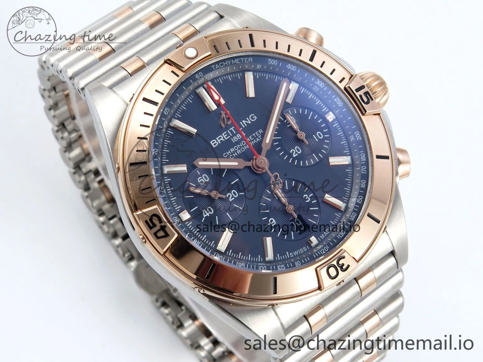 Chronomat B01 44mm SS RG TF 1:1 Best Edition Blue Dial RG Bezel on SS RG Bracelet A7750