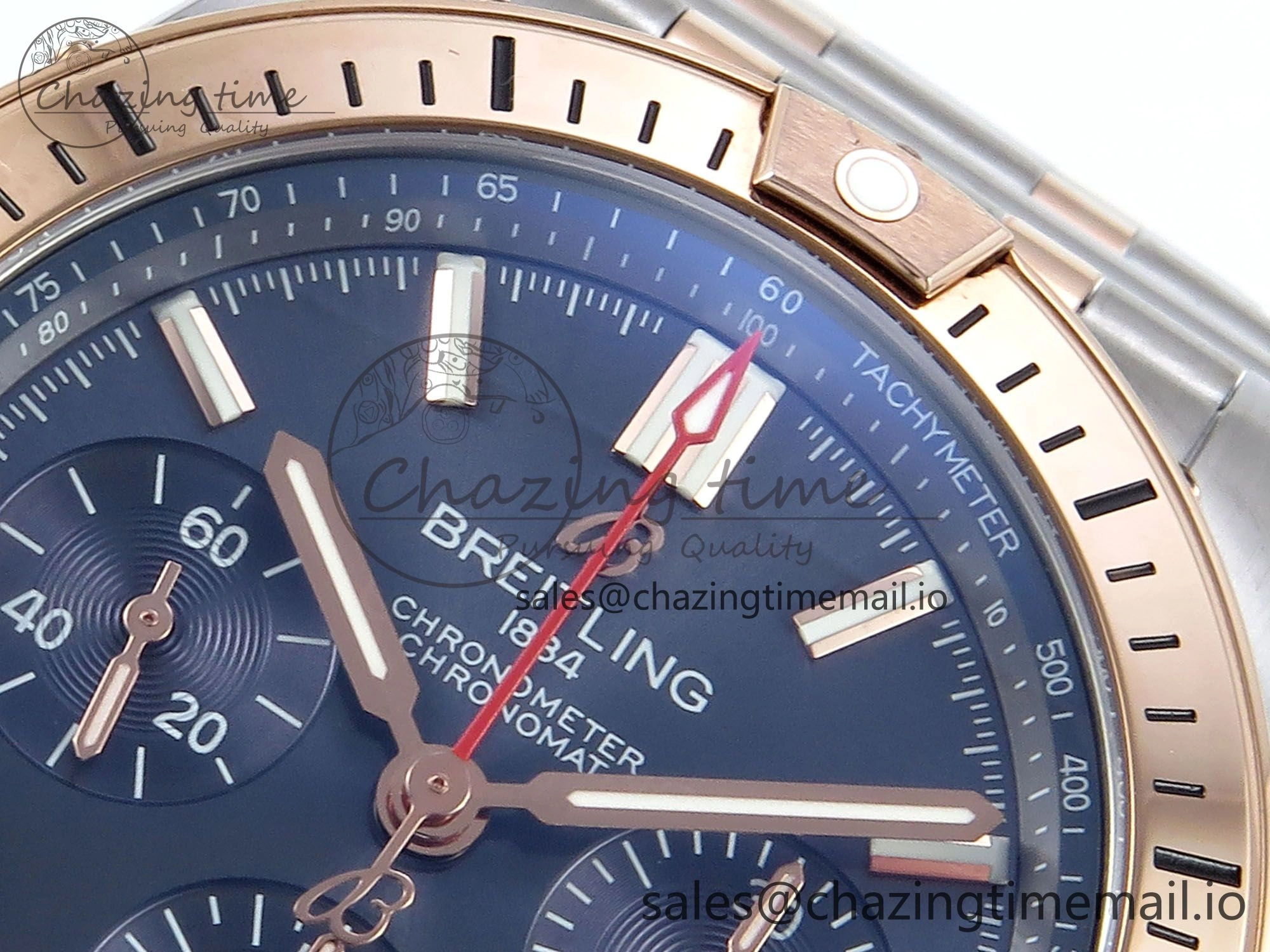 Chronomat B01 44mm SS RG TF 1:1 Best Edition Blue Dial RG Bezel on SS RG Bracelet A7750