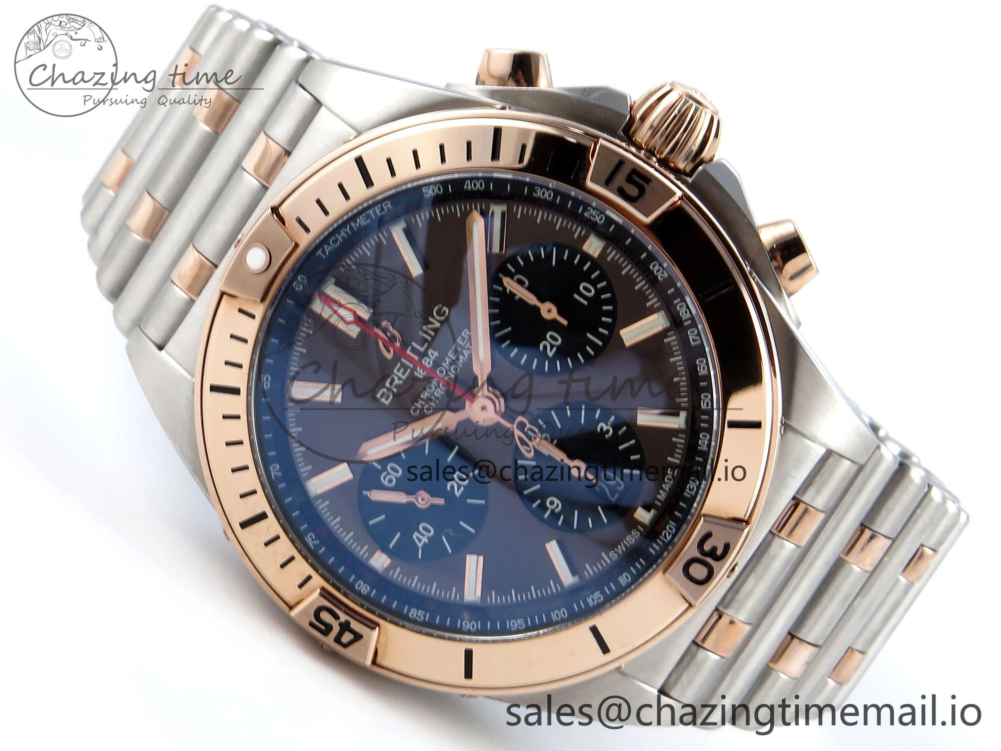 Chronomat B01 44mm SS RG TF 1:1 Best Edition Brown Dial RG Bezel on SS RG Bracelet A7750