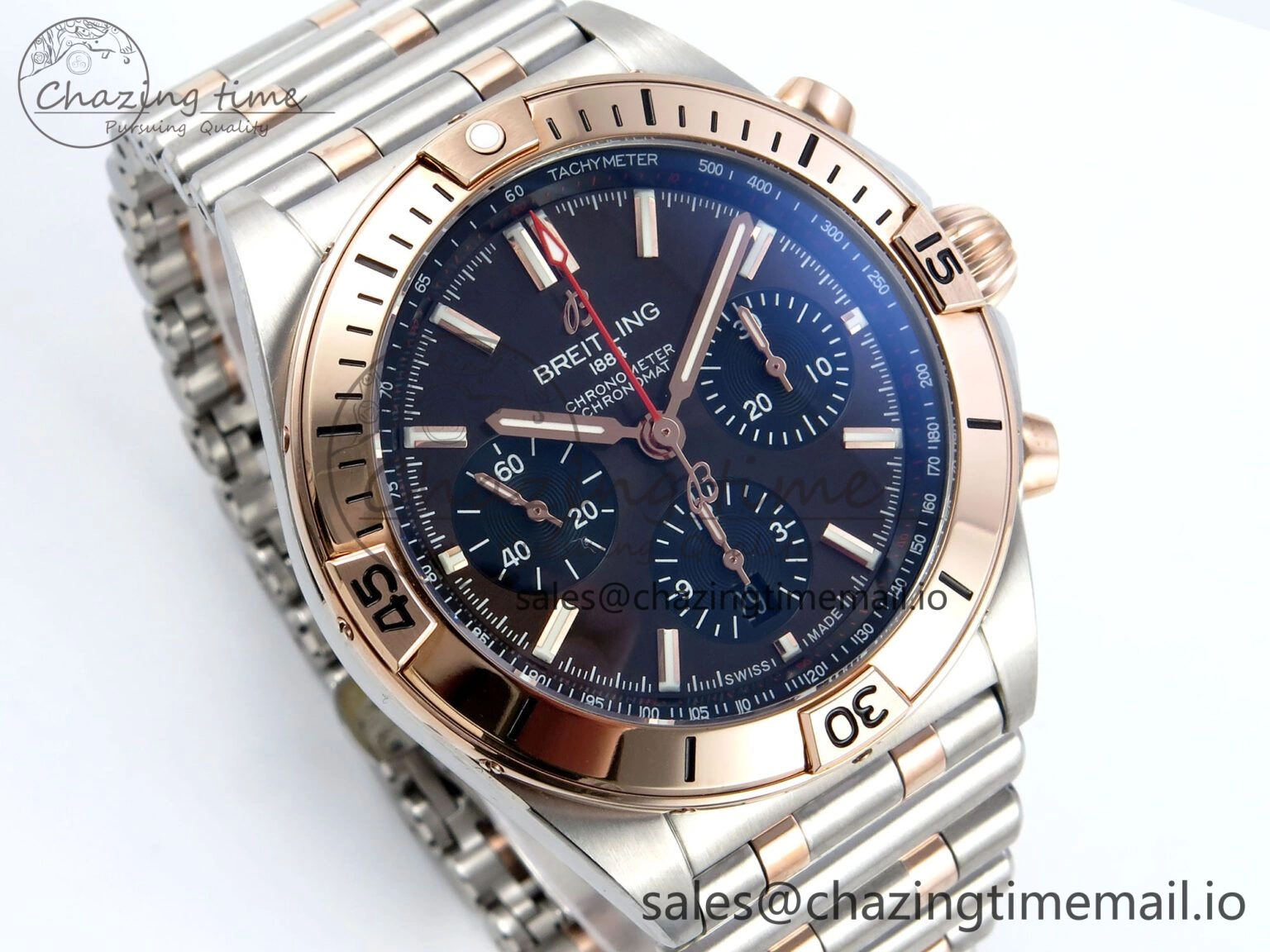 Chronomat B01 44mm SS RG TF 1:1 Best Edition Brown Dial RG Bezel on SS RG Bracelet A7750