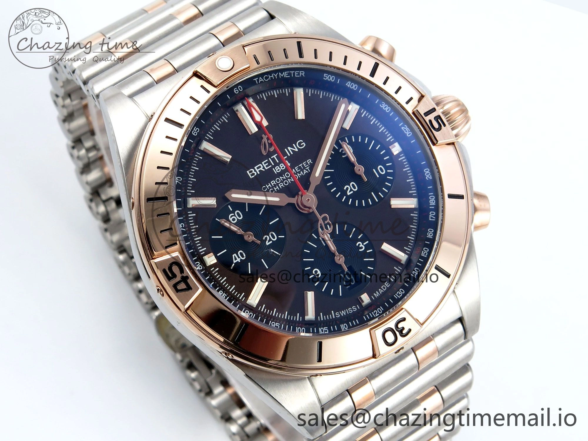 Chronomat B01 44mm SS RG TF 1:1 Best Edition Brown Dial RG Bezel on SS RG Bracelet A7750