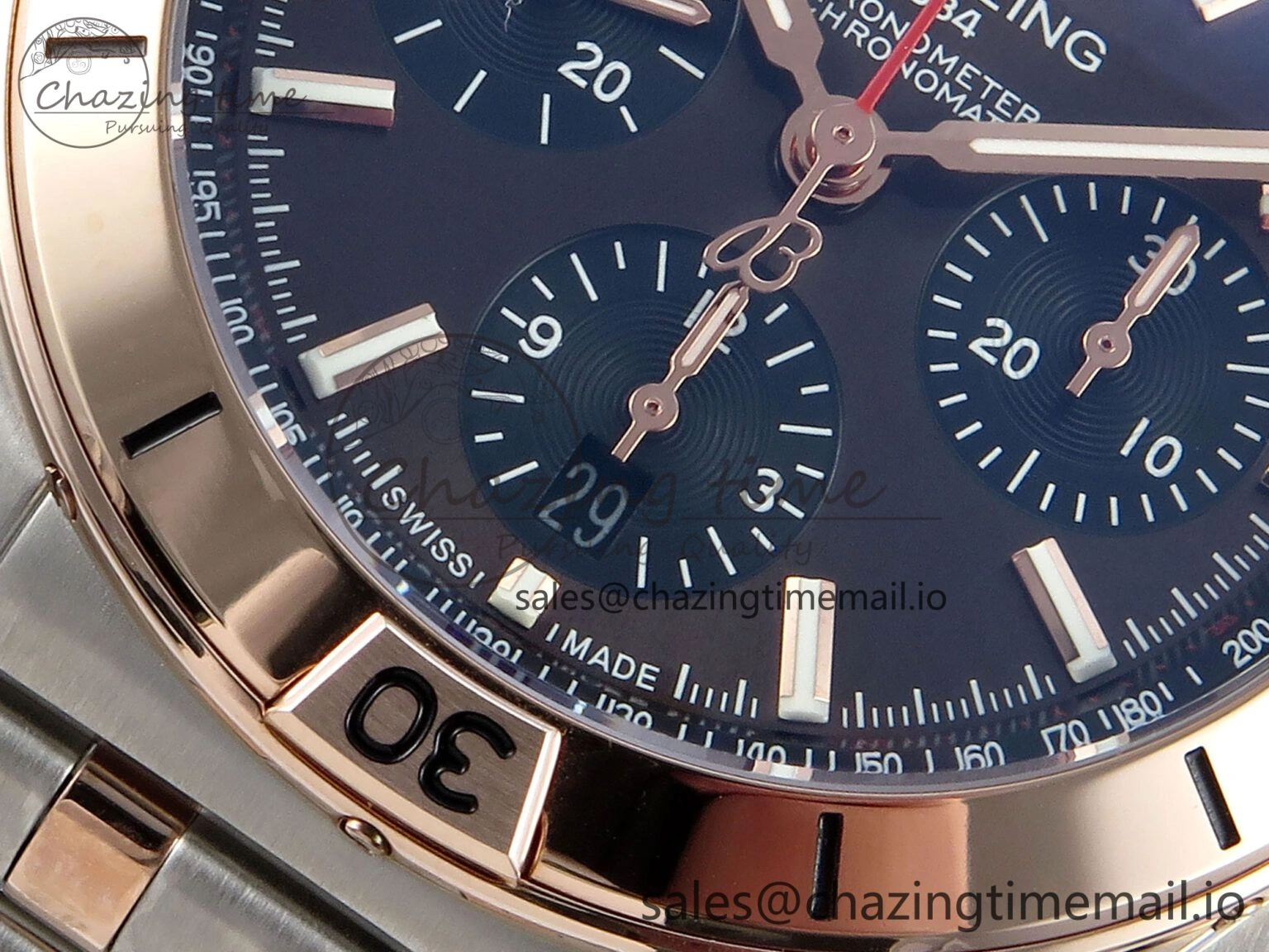 Chronomat B01 44mm SS RG TF 1:1 Best Edition Brown Dial RG Bezel on SS RG Bracelet A7750