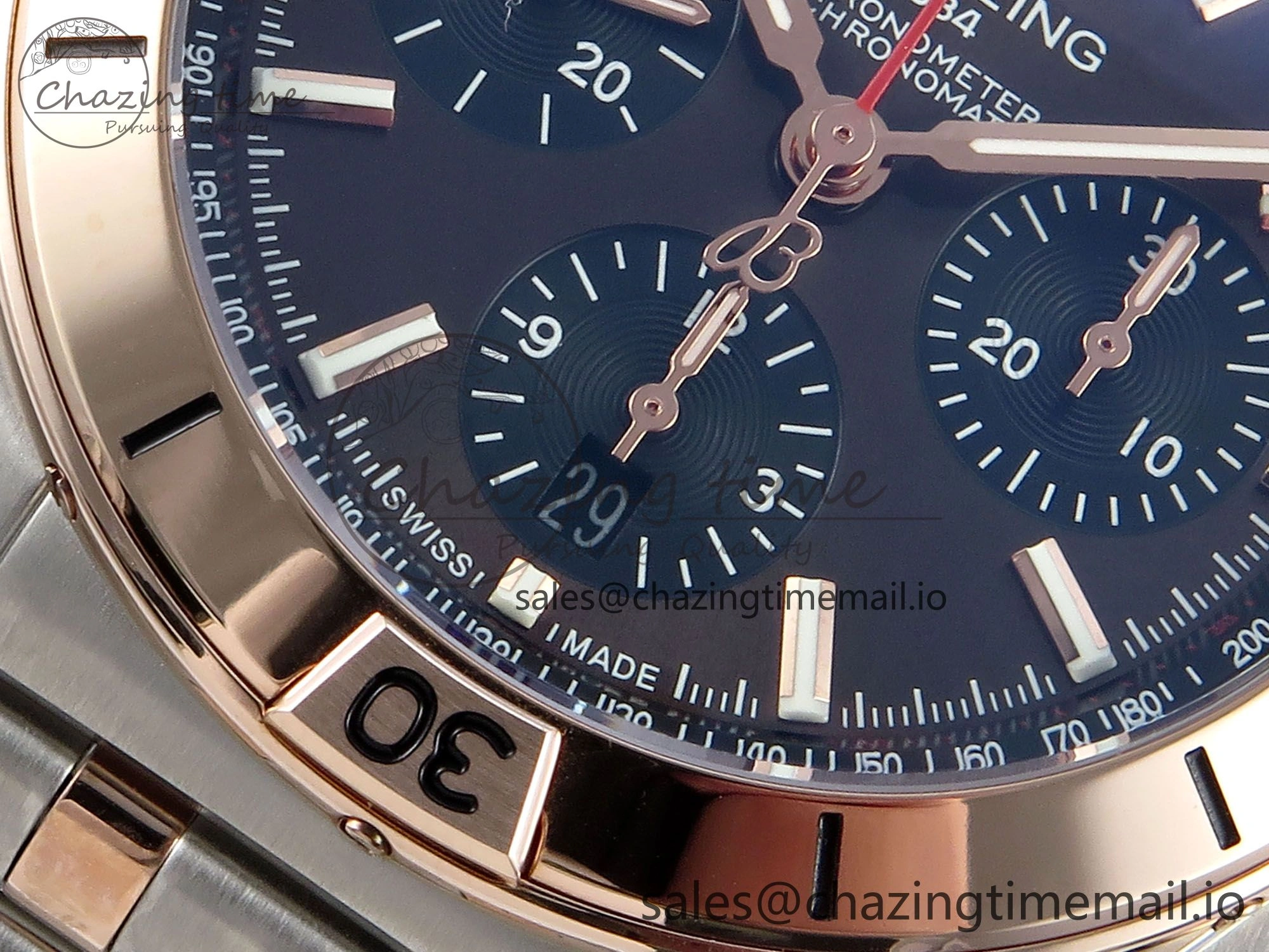 Chronomat B01 44mm SS RG TF 1:1 Best Edition Brown Dial RG Bezel on SS RG Bracelet A7750