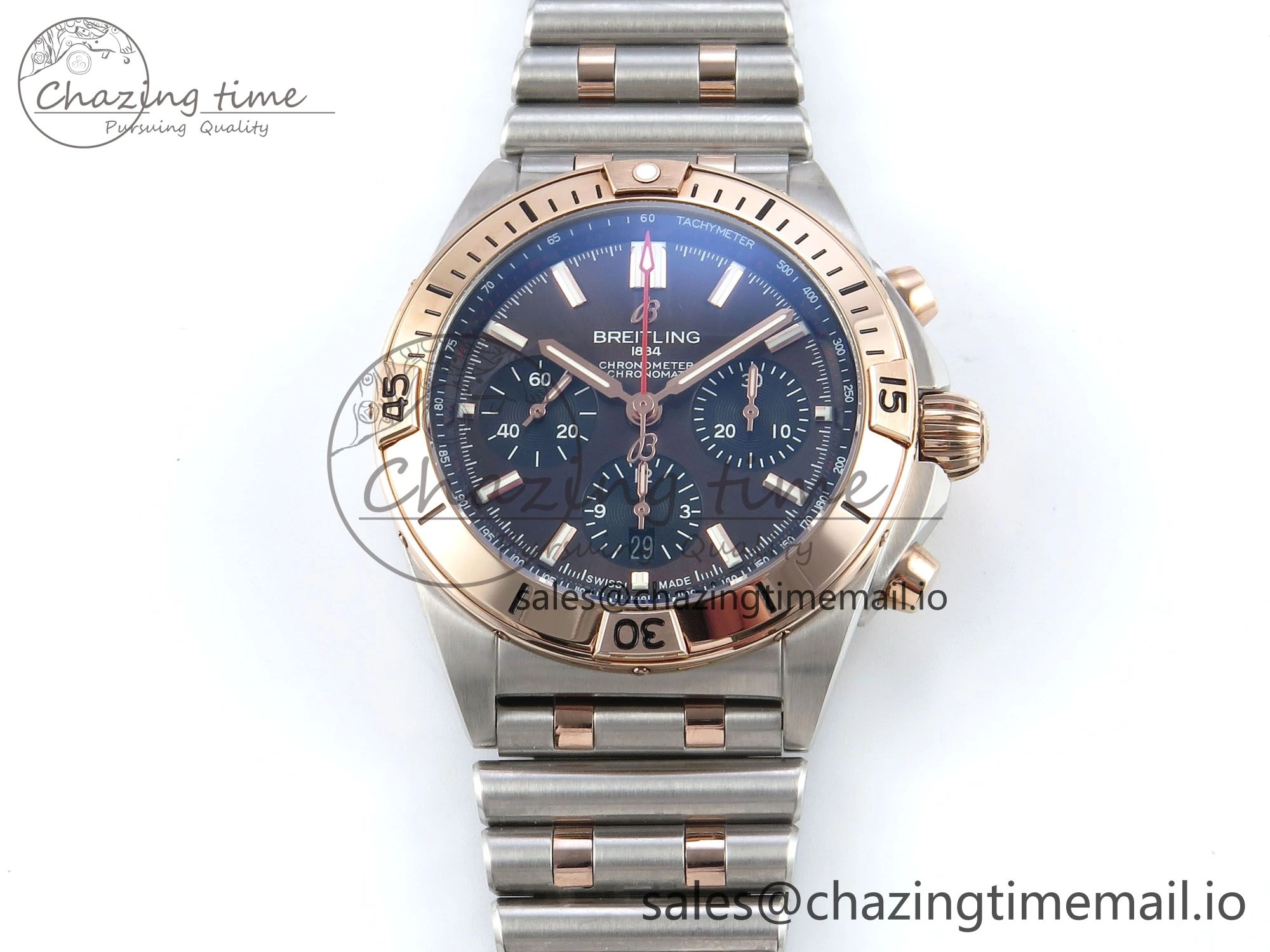 Chronomat B01 44mm SS RG TF 1:1 Best Edition Brown Dial RG Bezel on SS RG Bracelet A7750