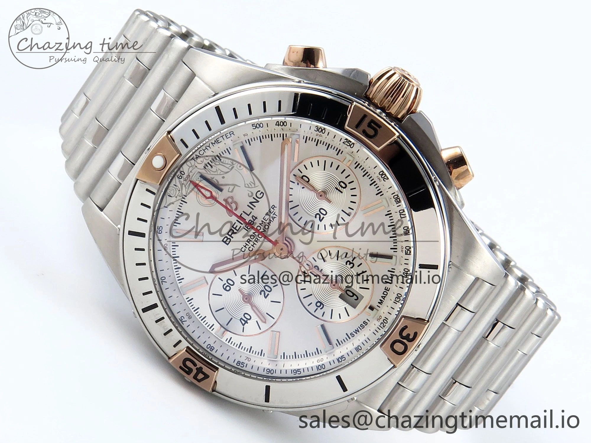 Chronomat B01 44mm SS RG TF 1:1 Best Edition Silver Dial on SS Bracelet A7750