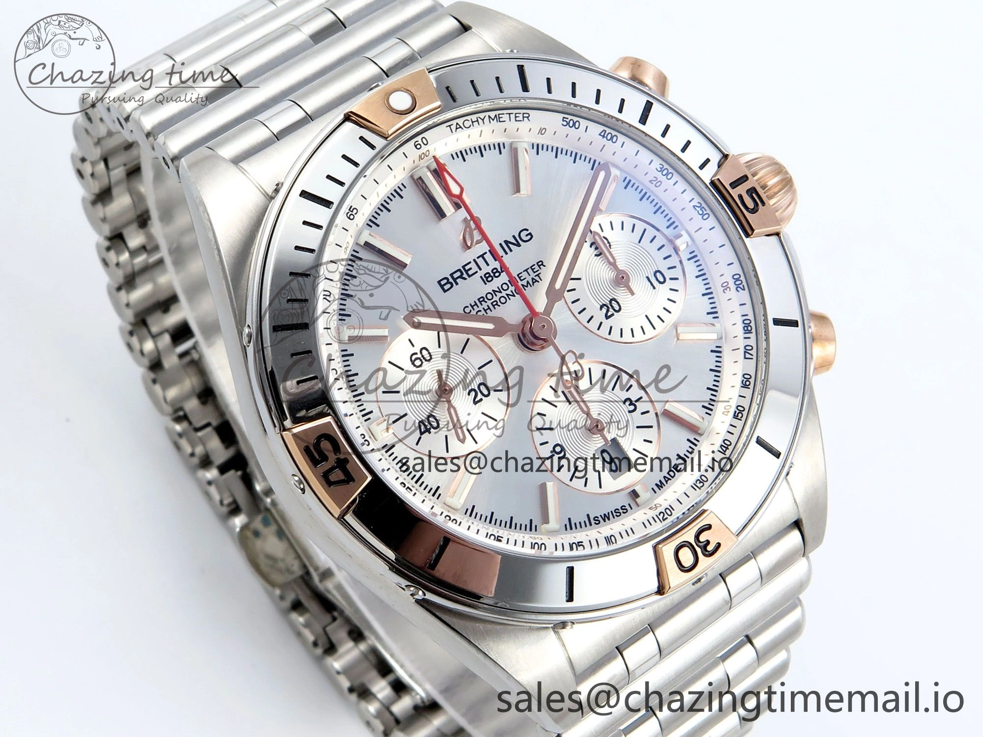 Chronomat B01 44mm SS RG TF 1:1 Best Edition Silver Dial on SS Bracelet A7750