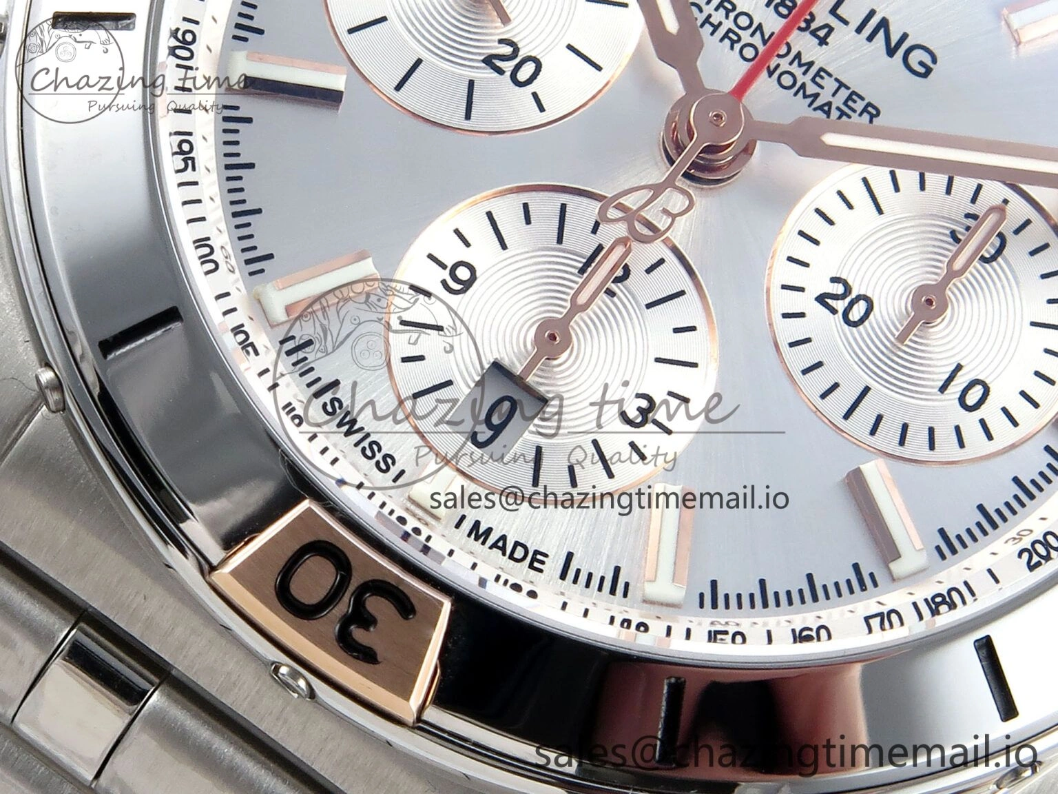 Chronomat B01 44mm SS RG TF 1:1 Best Edition Silver Dial on SS Bracelet A7750