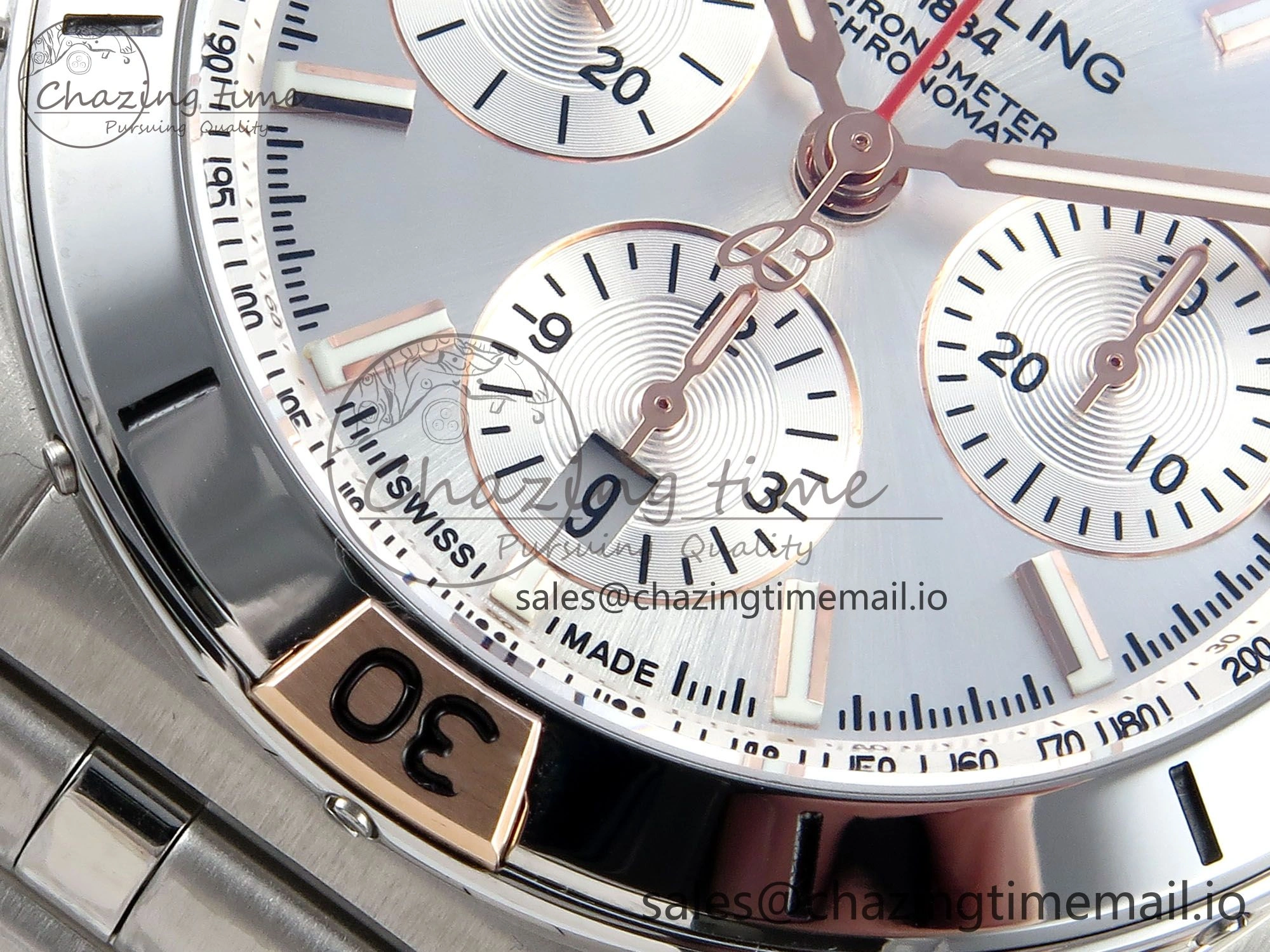 Chronomat B01 44mm SS RG TF 1:1 Best Edition Silver Dial on SS Bracelet A7750