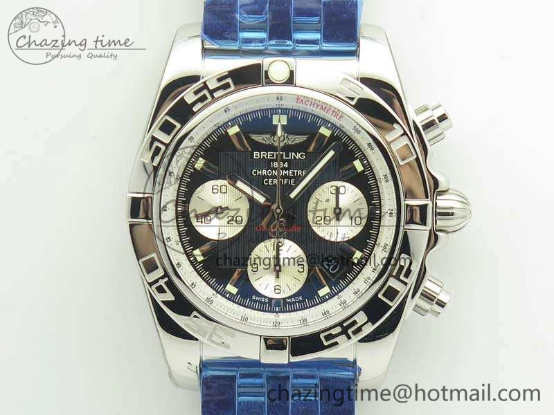 Chronomat B01 AB0110 Chrono SS GF 1:1 Best Edition Black Dial On SS Bracelet A7750
